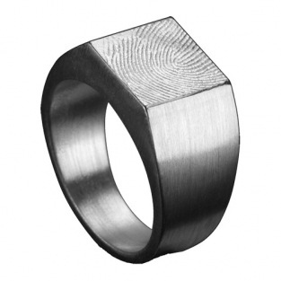 Ring zegel vierkant 5mm zilver met afdruk